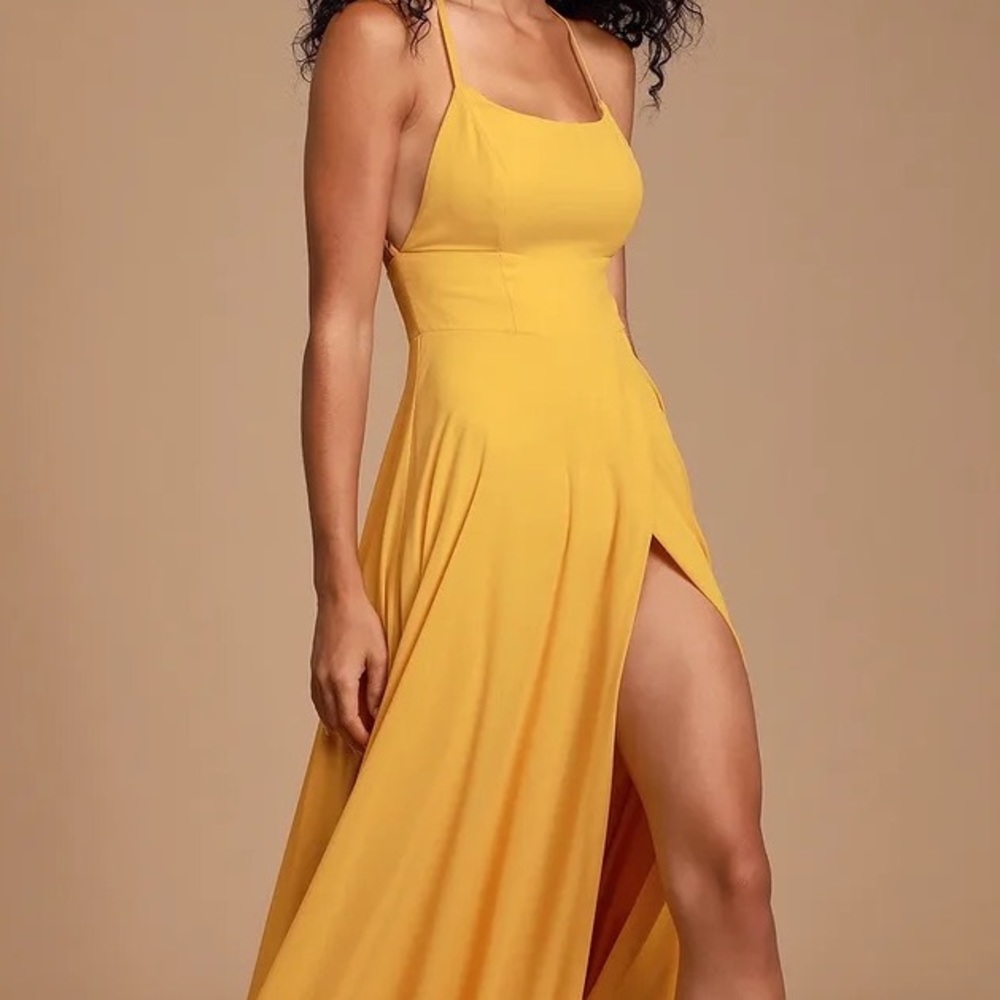 Lulus mustard yellow maxi dress size Small. Stunning! - Picture 2 of 4